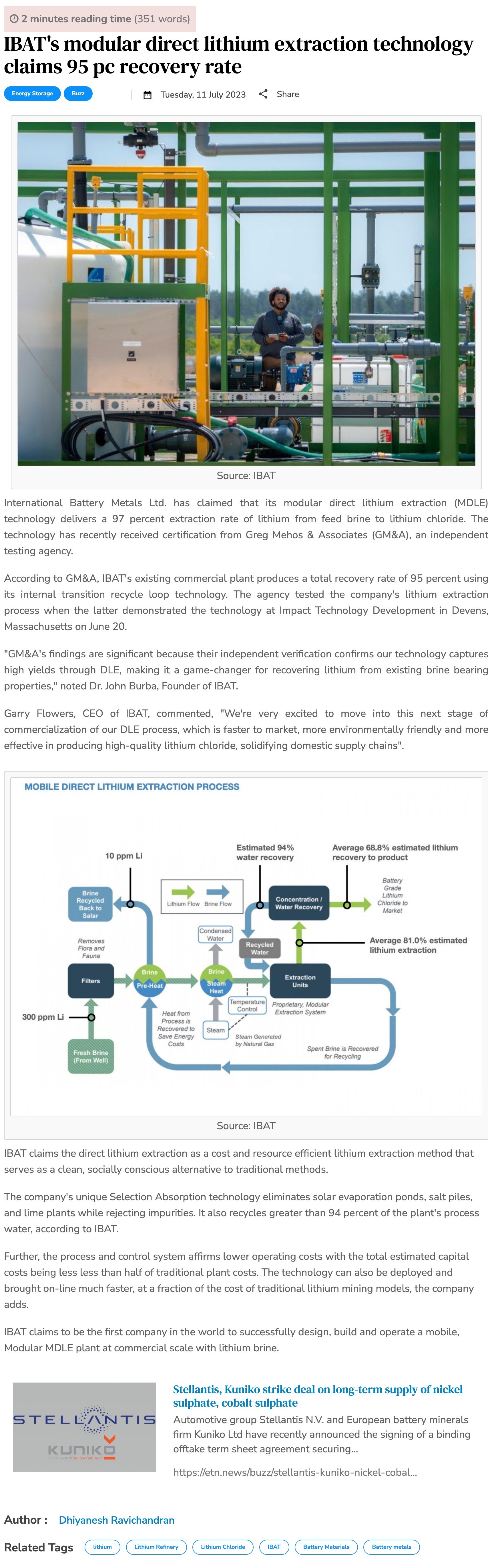 Ibat Modular Emerging Technology NEWs: IBAT's modular direct lithium extraction ...